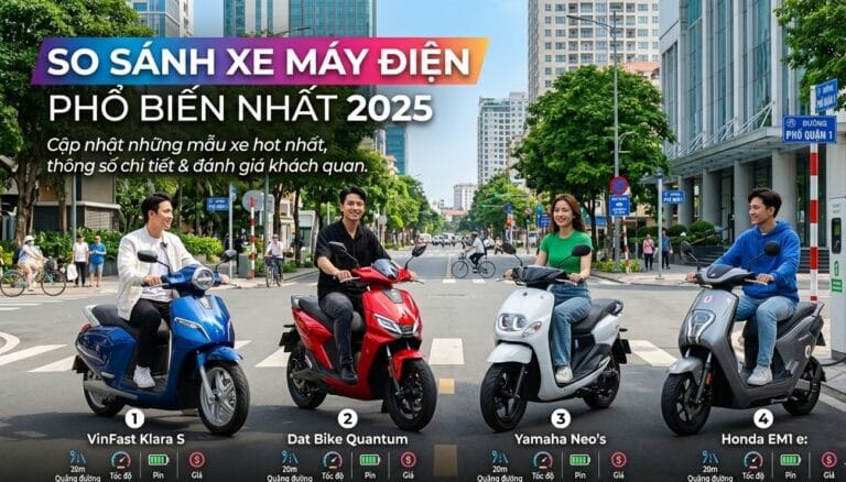 So Sánh Xe Máy Điện Phổ Biến Nhất 2025: VinFast Klara, Pega, Dat Bike
